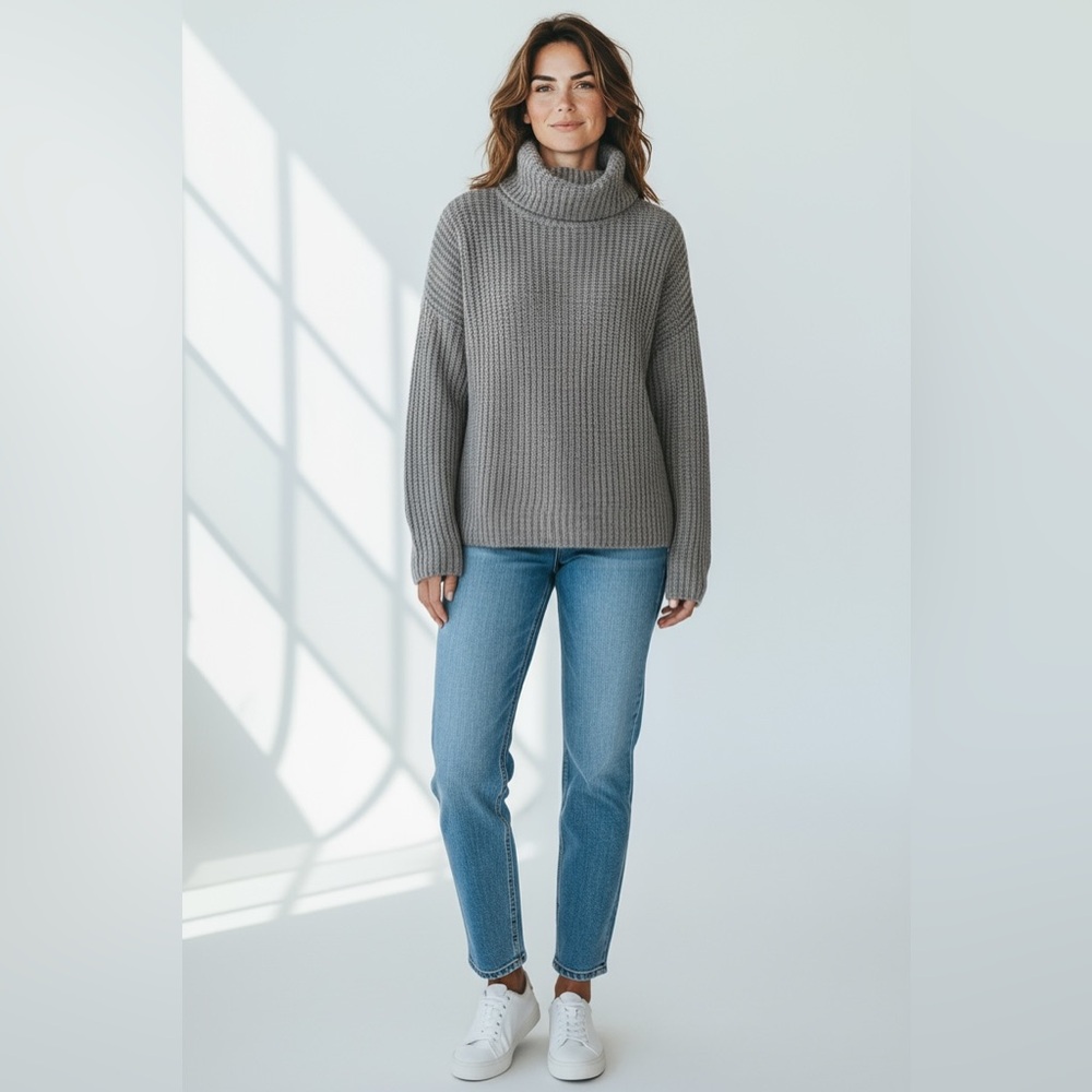 Danier alpaca wool blend turtleneck pullover knit grey sweater size extra small